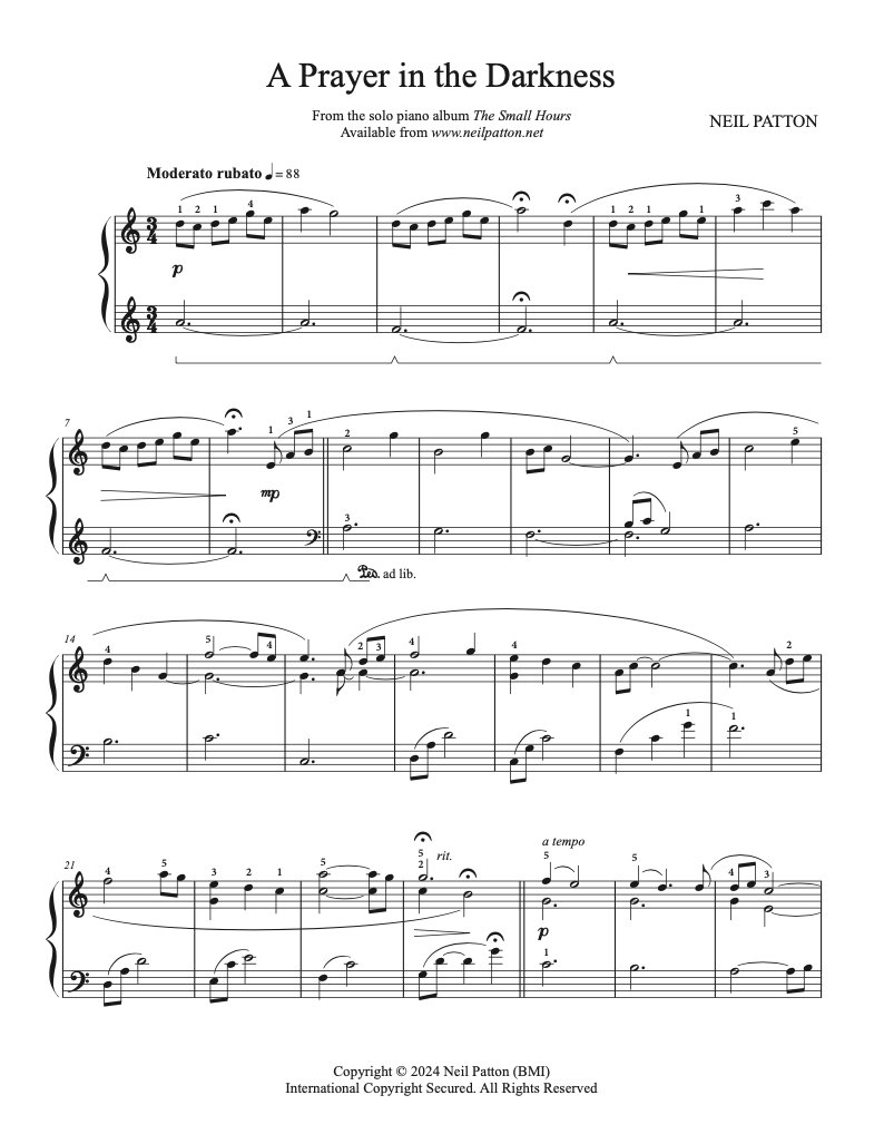 A Prayer in the Darkness (Digital Sheet Music)