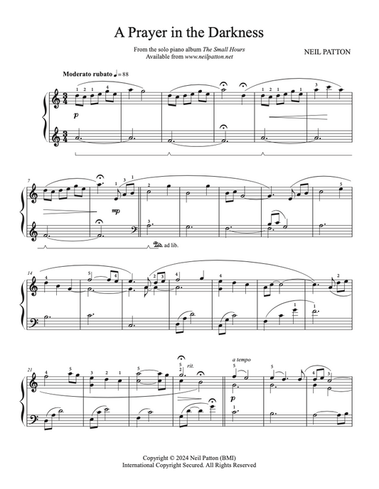 A Prayer in the Darkness (Digital Sheet Music)