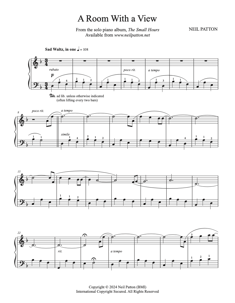 A Room with a View (Digital Sheet Music)