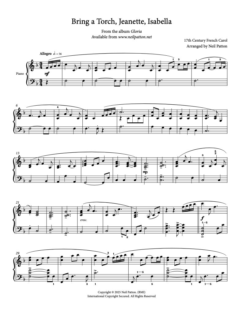 Bring a Torch, Jeanette, Isabella (Digital Sheet Music)