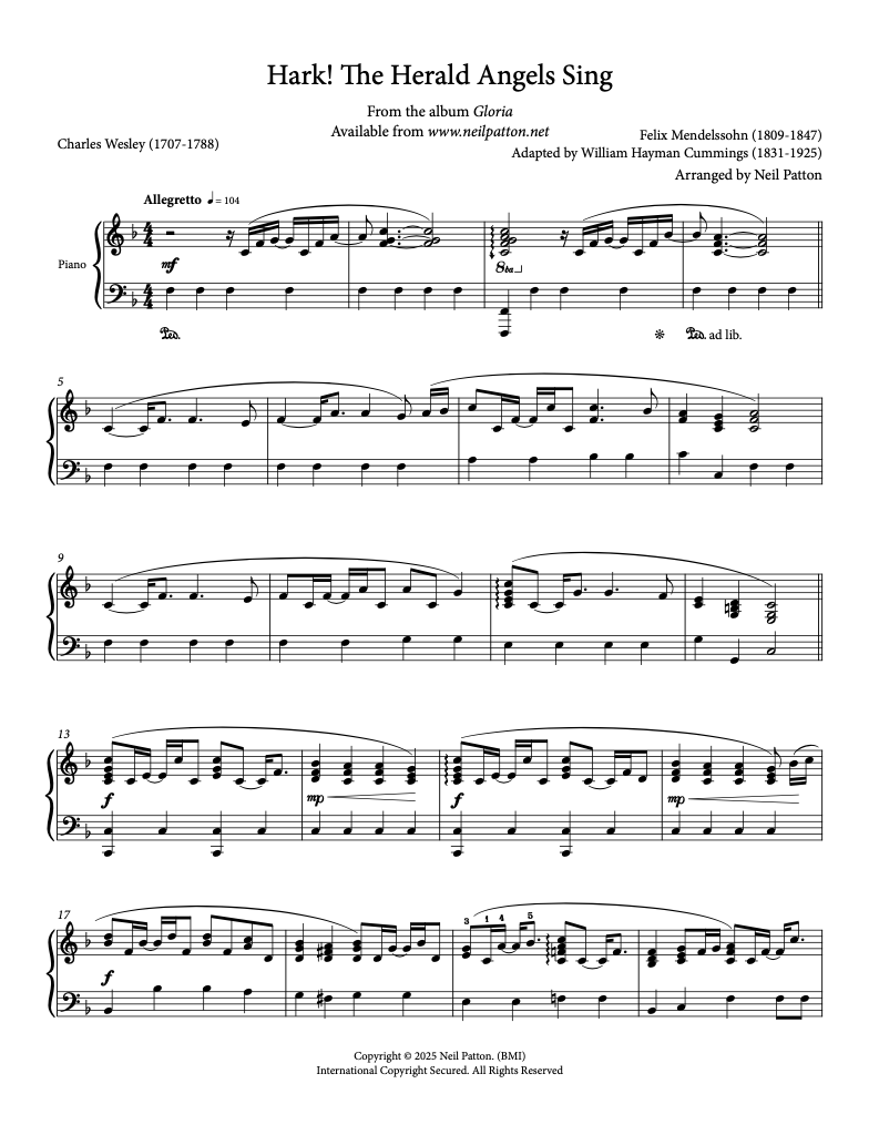 Hark! The Herald Angels Sing (Digital Sheet Music) – NeilPatton.net
