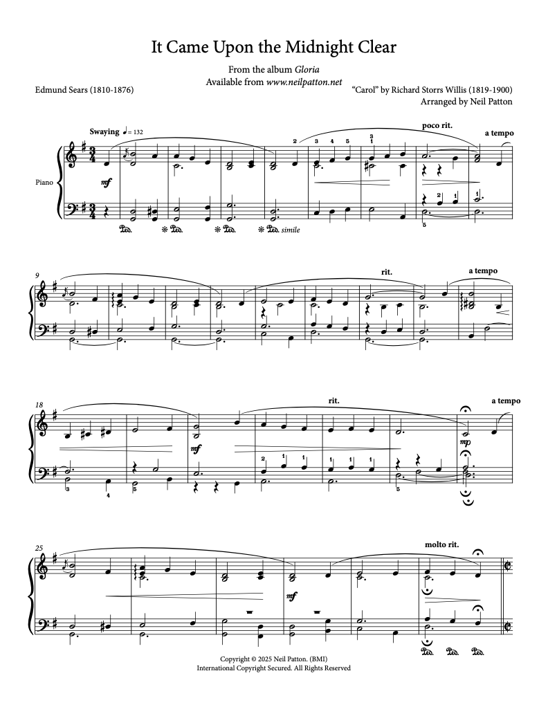 It Came Upon the Midnight Clear (Digital Sheet Music)