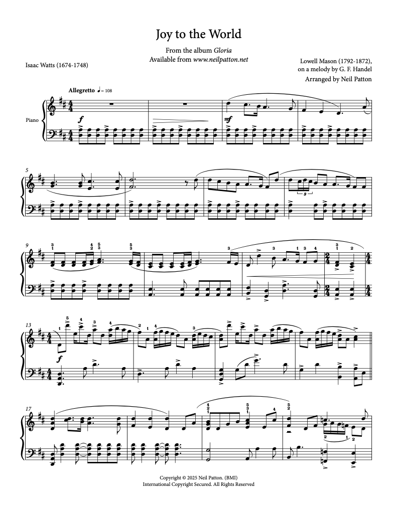 Joy to the World (Digital Sheet Music) – NeilPatton.net